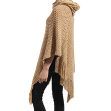 Women Poncho Knit Cloak Coat Batwing Cape Ladies Hooded Sweater Outwear Knitwear Top J4U66
