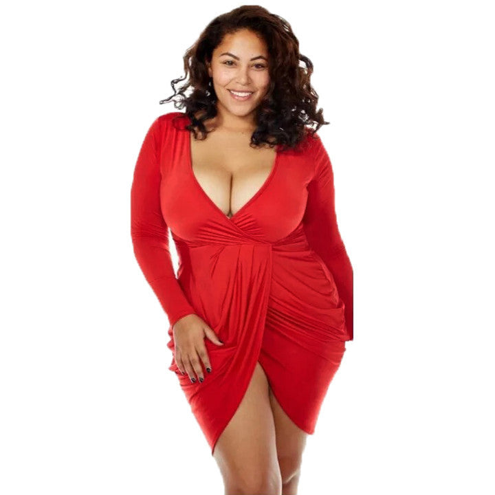 women sexy dress deep v neck long sleeve wrap bandage dress plus size bodycon dress vestidos xxxl J4U66