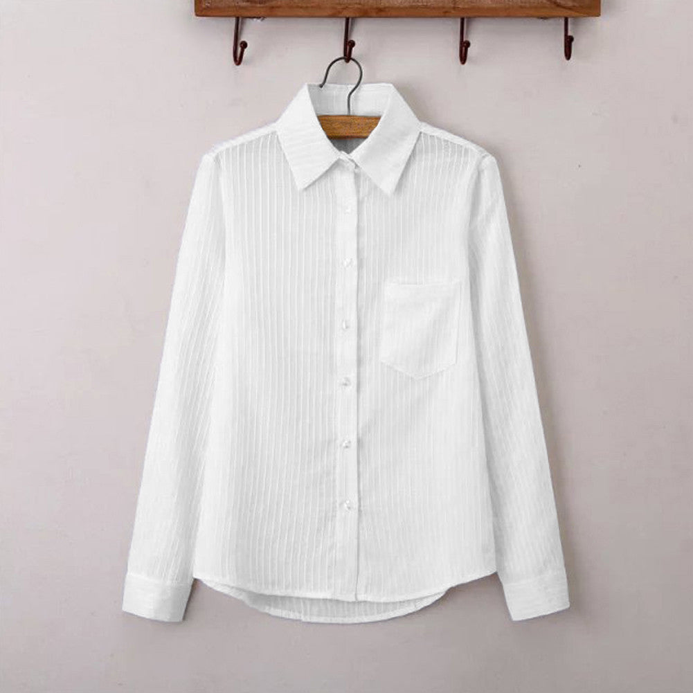women shirt turn down neck stand collar long sleeve button formal casual blouse ol ladies office women tops blusas J4U66