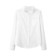 women shirt turn down neck stand collar long sleeve button formal casual blouse ol ladies office women tops blusas J4U66