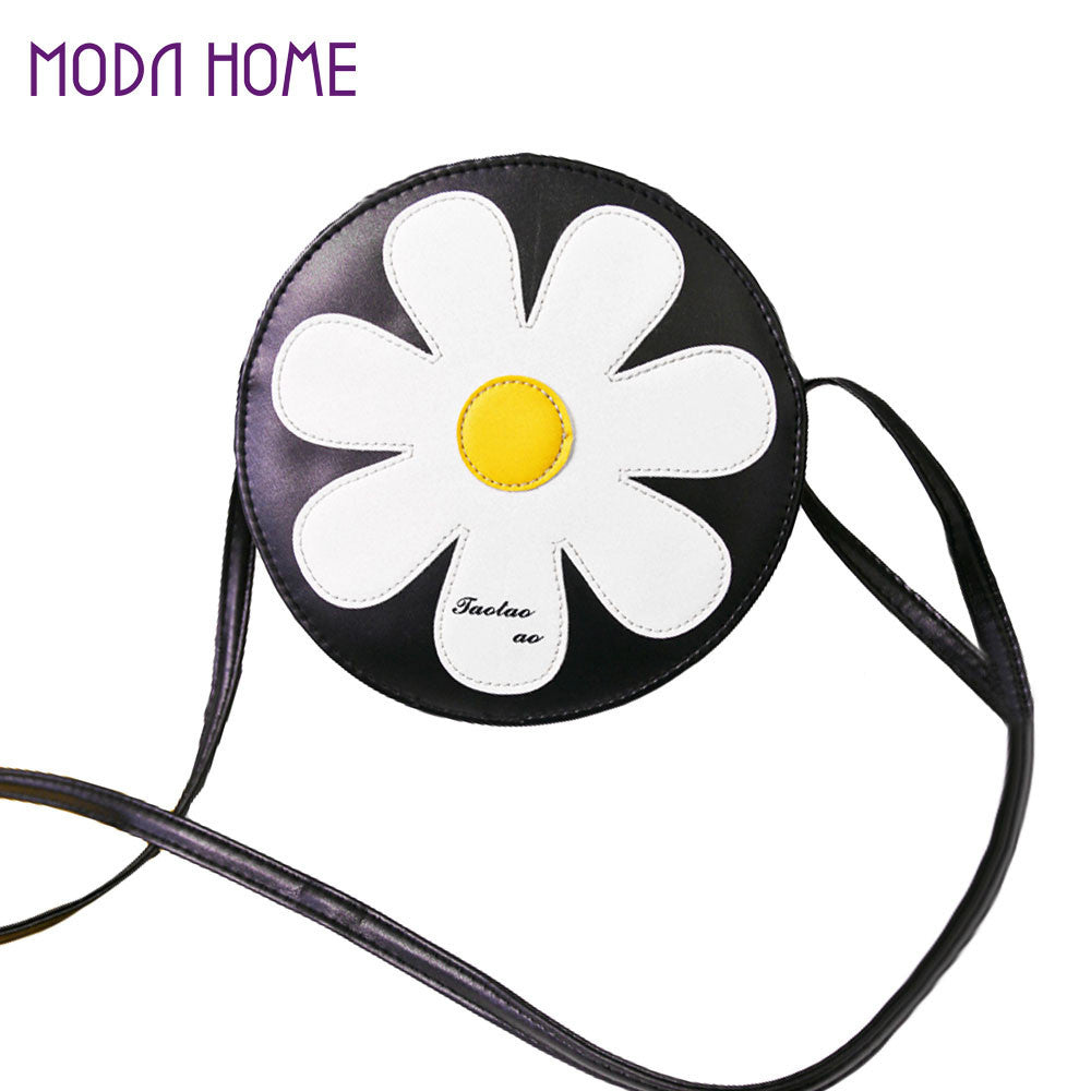 women shoulder bag pu leather sunflower zip adjustable shoulder strap crossbody bag coin purse black J4U66