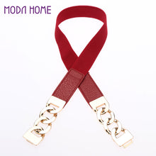 women skinny belt pu splice clip clasp front elastic waistband strap waist string J4U66
