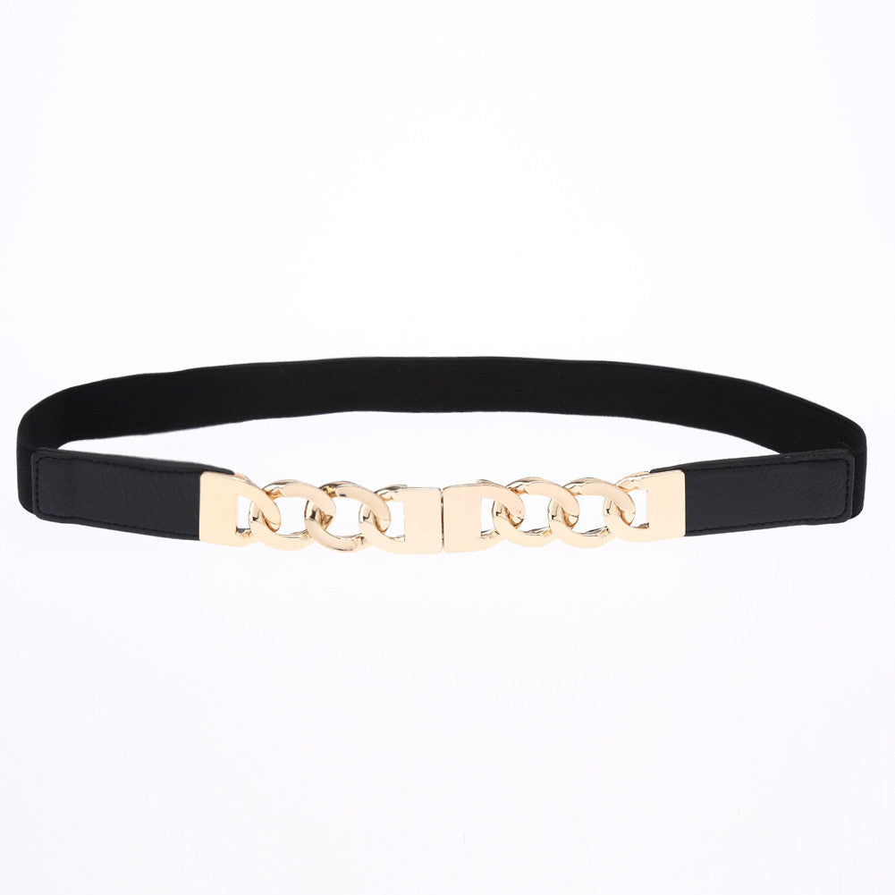 women skinny belt pu splice clip clasp front elastic waistband strap waist string J4U66