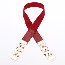 women skinny belt pu splice clip clasp front elastic waistband strap waist string J4U66
