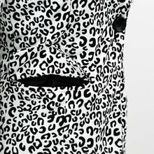 women slim jacket leopard print single button design long sleeve suit thin coat white J4U66