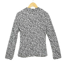 women slim jacket leopard print single button design long sleeve suit thin coat white J4U66