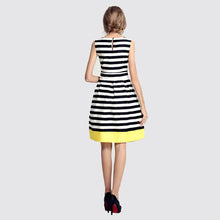 women dress round neck sleeveless contrast hem striped beach dress sweet women mini office dress vestidos J4U66