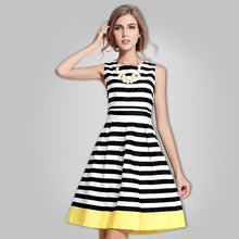 women dress round neck sleeveless contrast hem striped beach dress sweet women mini office dress vestidos J4U66