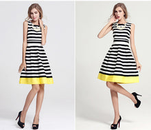 women dress round neck sleeveless contrast hem striped beach dress sweet women mini office dress vestidos J4U66