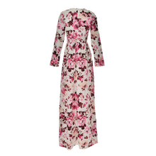 Women Maxi Dress O-neck Long Sleeve Floral Print Party Elegant Long Dress  J4U66
