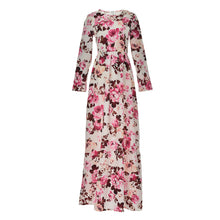 Women Maxi Dress O-neck Long Sleeve Floral Print Party Elegant Long Dress  J4U66