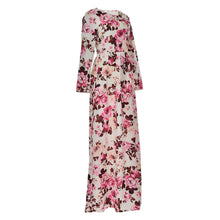 Women Maxi Dress O-neck Long Sleeve Floral Print Party Elegant Long Dress  J4U66