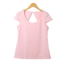 women t-shirts sexy cut out back short sleeve elegant tops plus size women tee shirt femme blusas pink J4U66