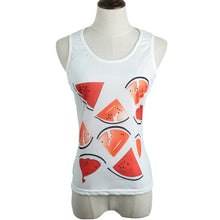women tank top watermelon print o neck sleeveless casual vest tee shirt tank tops blusa white J4U66
