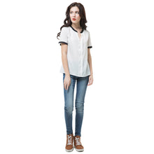 women tops and blouse v neck short sleeve chiffon shirt women blouses plus size causal blusa white J4U66