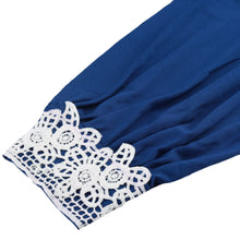 women dress lantern sleeves lace patchwork knee length pencil dress elegant office dress vestidos royal blue J4U66