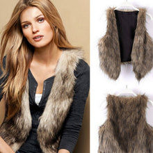 Women Sleeveless Faux Fur Thick Coat Outerwear Vest Plus Size Padded Jacket Overcoat Parka J4U66