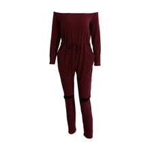 womens playsuits off the shoulder slash neck casual bodysuit elastic waist cutout club playsuit rompers J4U66