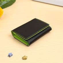 fashon men women small wallet pu leather fold contrast snap button mini purse bills coin card holder J4U66