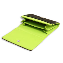 fashon men women small wallet pu leather fold contrast snap button mini purse bills coin card holder J4U66