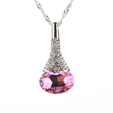 Geometric Teardrop Crystal Imitated Natural Stone Quartz Pendant Necklace for Women 42 cm 5 Color J4U66