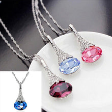Geometric Teardrop Crystal Imitated Natural Stone Quartz Pendant Necklace for Women 42 cm 5 Color J4U66