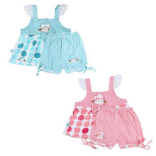 New Girls Printed Cute Baby Sleeveless Halter Polka Dot Dress + Pants Cotton Clothes 1-3 Year J4U66