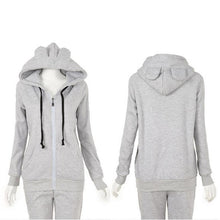 New Girls Women Cute Bear Ear Zipper Hooded Sweater Coat Jacket Chic Casual Big Hat Hoody J4U66