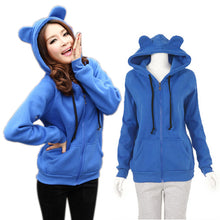 New Girls Women Cute Bear Ear Zipper Hooded Sweater Coat Jacket Chic Casual Big Hat Hoody J4U66