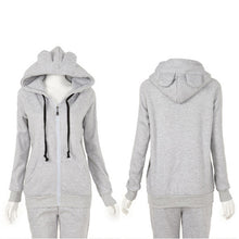 New Girls Women Cute Bear Ear Zipper Hooded Sweater Coat Jacket Chic Casual Big Hat Hoody J4U66