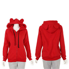 New Girls Women Cute Bear Ear Zipper Hooded Sweater Coat Jacket Chic Casual Big Hat Hoody J4U66