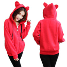 New Girls Women Cute Bear Ear Zipper Hooded Sweater Coat Jacket Chic Casual Big Hat Hoody J4U66