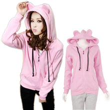 New Girls Women Cute Bear Ear Zipper Hooded Sweater Coat Jacket Chic Casual Big Hat Hoody J4U66