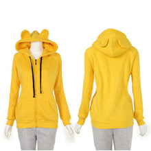 New Girls Women Cute Bear Ear Zipper Hooded Sweater Coat Jacket Chic Casual Big Hat Hoody J4U66