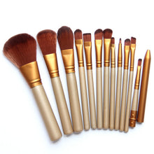 gold 12pcs make up brushes set foundation face eye powder blusher pro pinceaux cosmetics makeup brush maquiagem J4U66