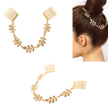 Hair Accessories Gold Leaf Chain With Comb Head Headbands For Women Girl Lady J4U66