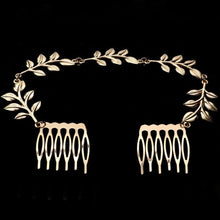 Hair Accessories Gold Leaf Chain With Comb Head Headbands For Women Girl Lady J4U66