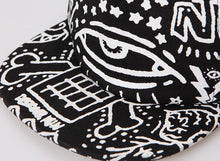 harajuku men women cap glow graffiti eyes baseball cap snapback flat hat fluorescent hip pop cap gorras black J4U66