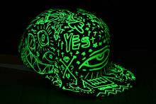 harajuku men women cap glow graffiti eyes baseball cap snapback flat hat fluorescent hip pop cap gorras black J4U66