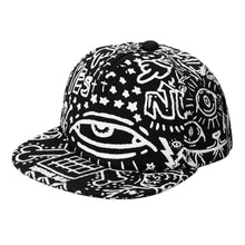 harajuku men women cap glow graffiti eyes baseball cap snapback flat hat fluorescent hip pop cap gorras black J4U66