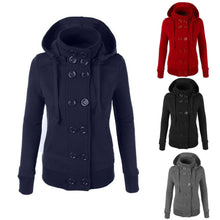 Fashion Woolen Coat Hooded Long Sleeves Double-breasted Slim Was Thin Jacket Windbreaker Factory Outlet J4U66