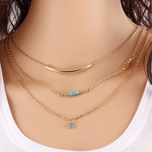 Long Pendant Necklaces Gold Plated Fatima Hand &Evil Eye 3 Layer Chain Necklace multilayer Necklaces J4U66
