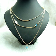 Long Pendant Necklaces Gold Plated Fatima Hand &Evil Eye 3 Layer Chain Necklace multilayer Necklaces J4U66