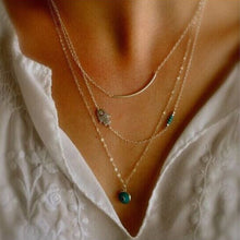 Long Pendant Necklaces Gold Plated Fatima Hand &Evil Eye 3 Layer Chain Necklace multilayer Necklaces J4U66