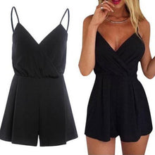 Regular Womens Jumpsuit for Black Short Playsuit Casual V-Neck Sexy Rompers J4U66
