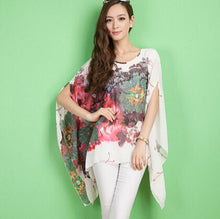 Blusas Print Pattern Chiffon Women Blouse Bat Sleeve Shirt Tops 5 Colors blusa feminina kimono J4U66