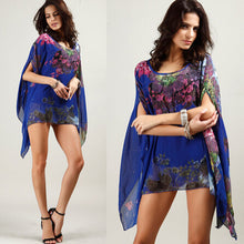 Blusas Print Pattern Chiffon Women Blouse Bat Sleeve Shirt Tops 5 Colors blusa feminina kimono J4U66