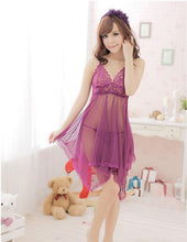 Women Lingerie Set Dress Women Nightwear Underwear Sleepwear + G-string Babydoll Black Red Purple J4U66