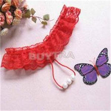 Women's Open Crotch Lace Thong with Pearls G String Sexy Beading Panties Massaging Underwear Erotic Lingerie Sex Toy J4U66