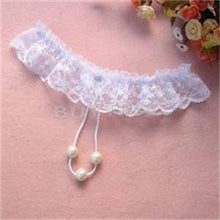 Women's Open Crotch Lace Thong with Pearls G String Sexy Beading Panties Massaging Underwear Erotic Lingerie Sex Toy J4U66